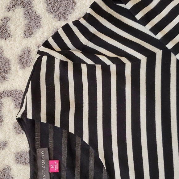 Vince Camuto Black & White Striped Peplum Shirt - Medium Size! NWT! ❤ - Picture 4 of 16